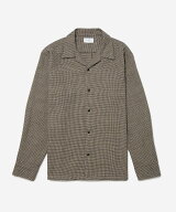 Open Collar Cotton Wool Twill Check L/S Shirt